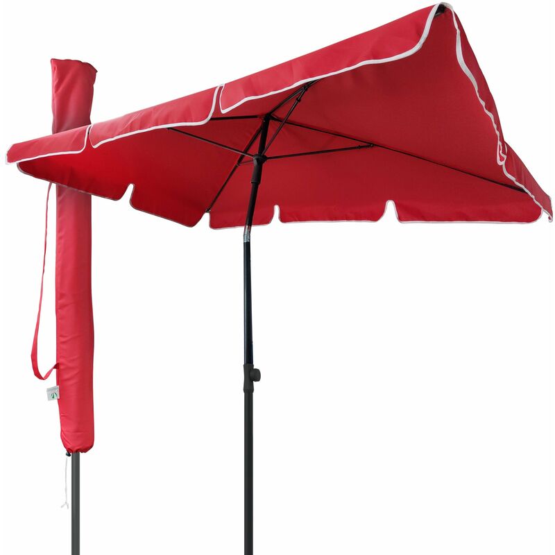 foto del prodotto ombrellone da giardino rettangolare, parasole da balcone, 200 x 125 cm, rosso vounot