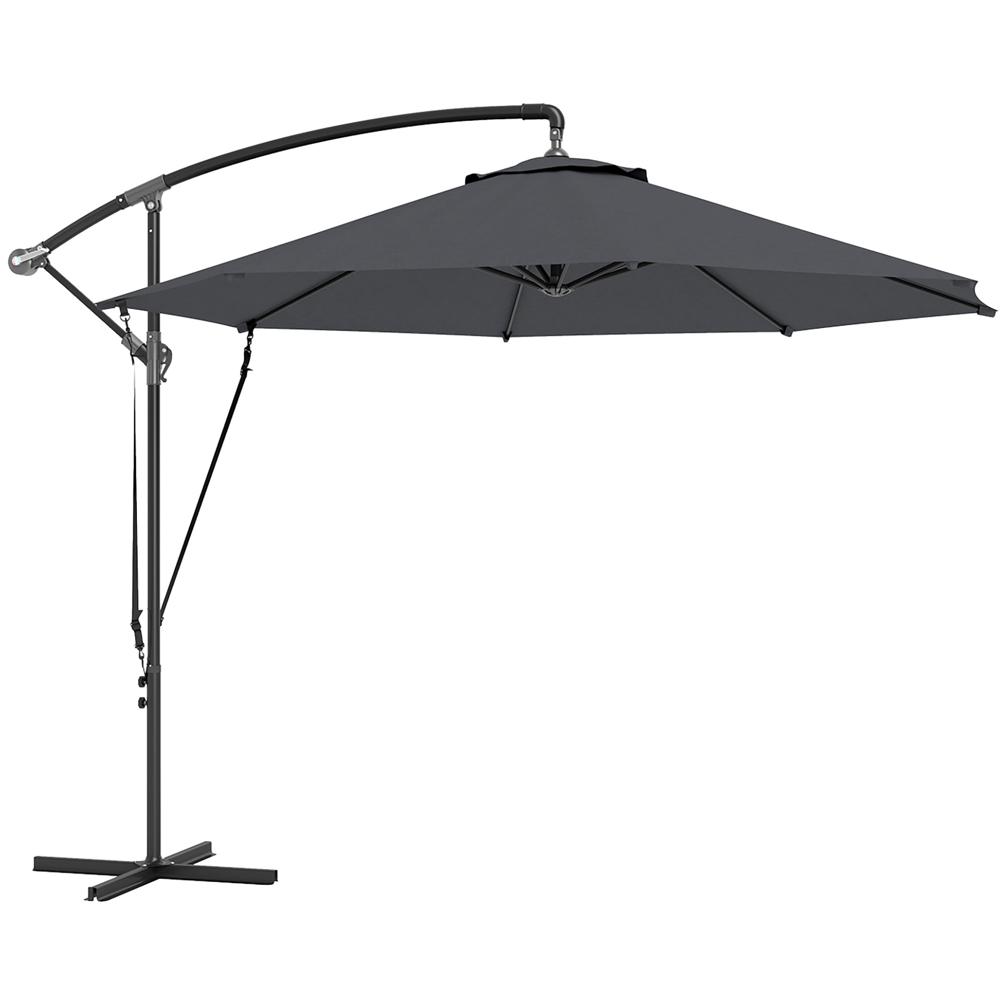 foto del prodotto ombrellone da giardino rotondo 290x243a cm inclinabile protezione upf 50 grigio scuro