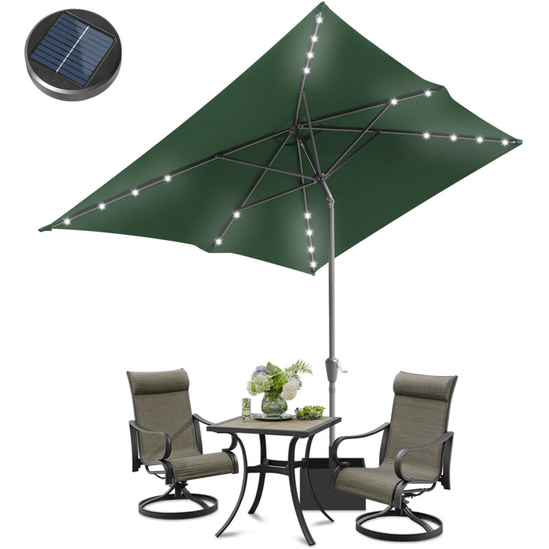 foto del prodotto ombrellone da giardino solare a led dritto con protezione uv e funzione inclinabile 210x140cm verde swanew