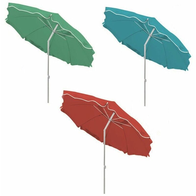 foto del prodotto ombrellone da mare con snodo 240cm per piscina giardino terrazzo balcone in alluminio e tessuto colorigenerali rosso