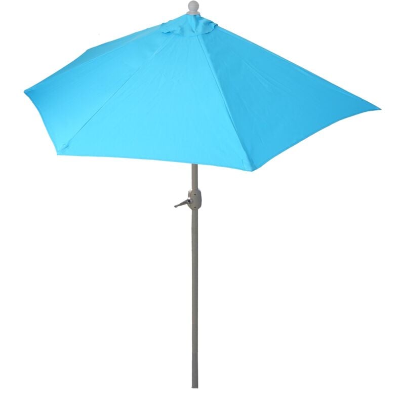 foto del prodotto ombrellone da parete balcone salvaspazio mezzaluna semicircolare parla 135x260x252cm azzurro senza base