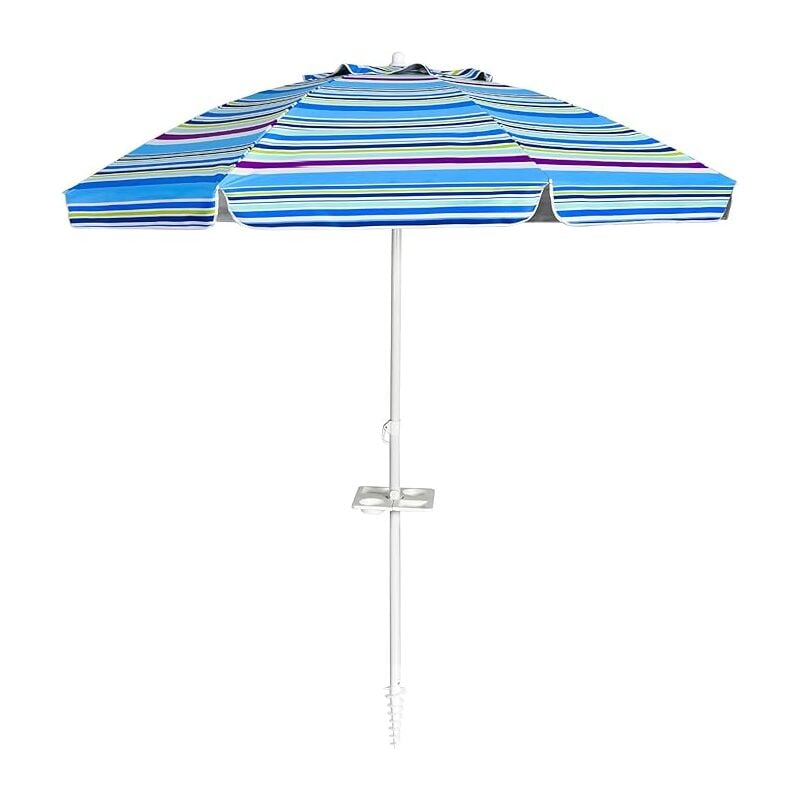 foto del prodotto ombrellone da spiaggia 2,2 m, ombrellone tondo con protezione solare, ombrellone portabile con borsa di trasporto, blu costway