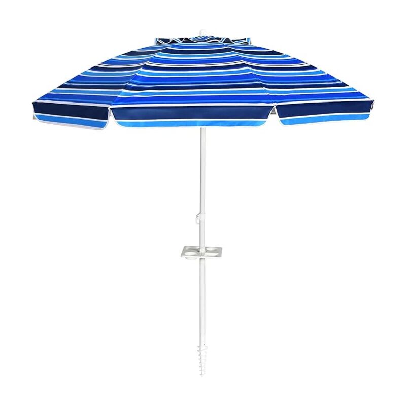 foto del prodotto ombrellone da spiaggia 2,2 m, ombrellone tondo con protezione solare, ombrellone portabile con borsa di trasporto, blu navy costway
