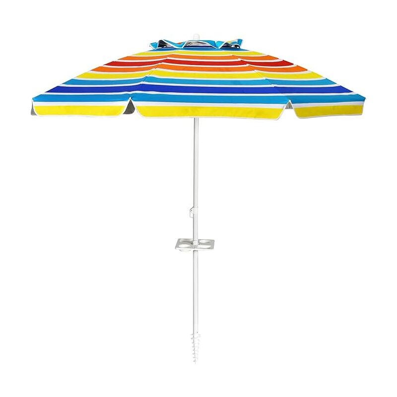 foto del prodotto ombrellone da spiaggia 2,2 m, ombrellone tondo con protezione solare, ombrellone portabile con borsa di trasporto, colorato costway