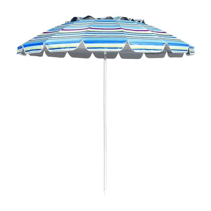foto del prodotto ombrellone da spiaggia 2,43 m, ombrellone portabile da esterno con borsa di trasporto, con protezione solare, ideale per spiaggia, balcone, giardino,