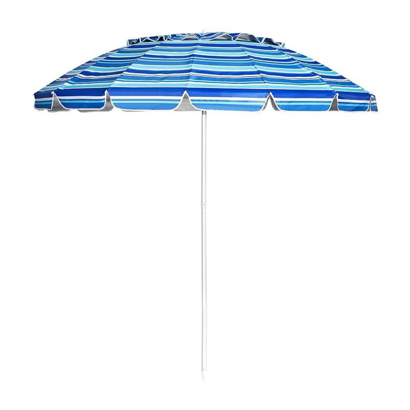 foto del prodotto ombrellone da spiaggia 2,43 m, ombrellone portabile da esterno con borsa di trasporto, con protezione solare, ideale per spiaggia, balcone, giardino,