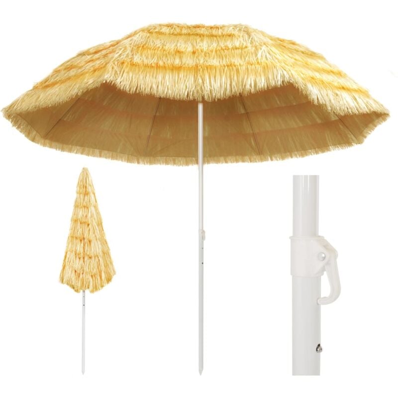 foto del prodotto ombrellone da spiaggia naturale 300 cm in stile hawaiano - vidaxl
