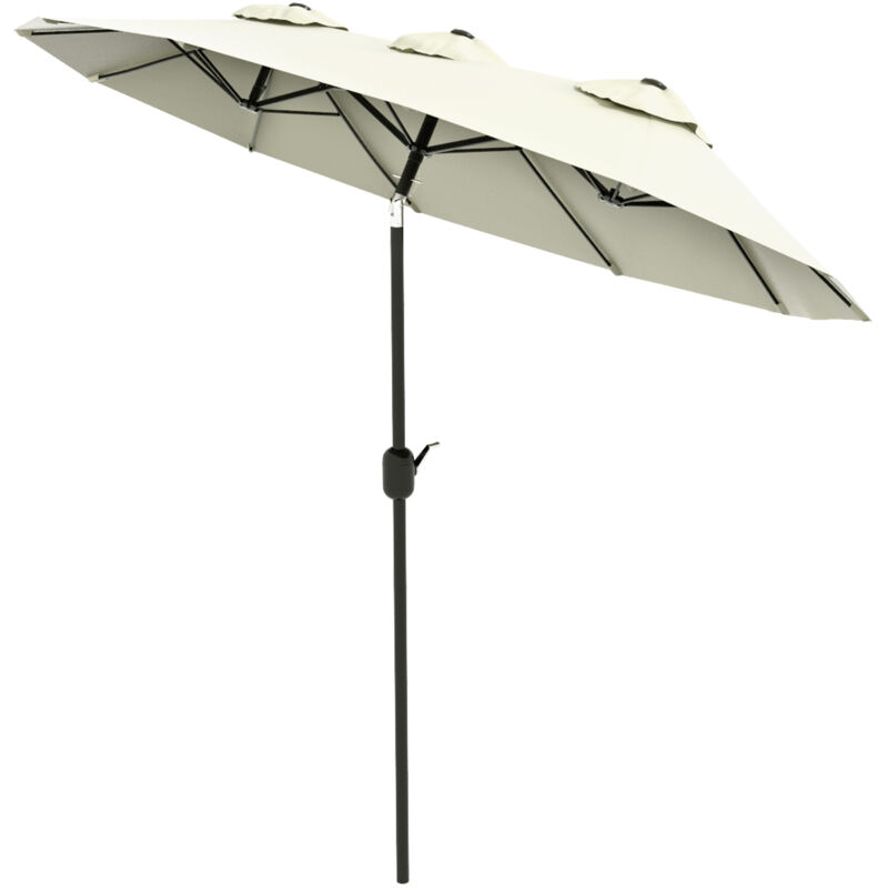 foto del prodotto ombrellone da terrazza doppio con manovella 295x152x222 cm beige outsunny