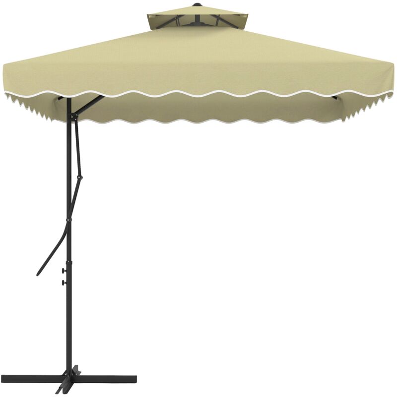 foto del prodotto ombrellone decentrato 243x243x251a cm con base a croce in metallo e poliestere beige