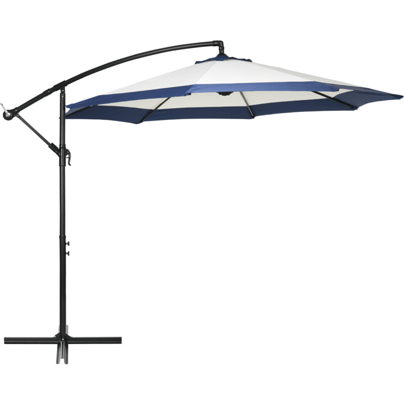 foto del prodotto ombrellone decentrato 3x2 m con base a croce blu e crema outsunny