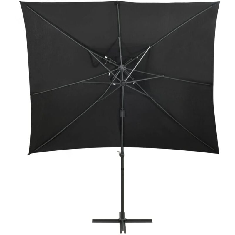 foto del prodotto ombrellone decentrato con doppio tetto 250 x 250 cm nero