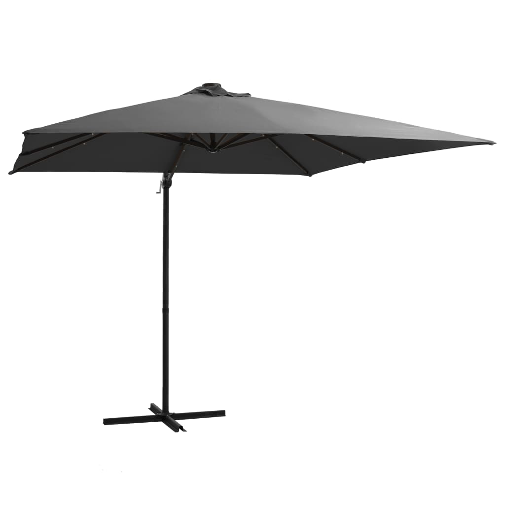 foto del prodotto ombrellone decentrato con led e palo in acciaio 250 x 250 cm antracite 02 0008445