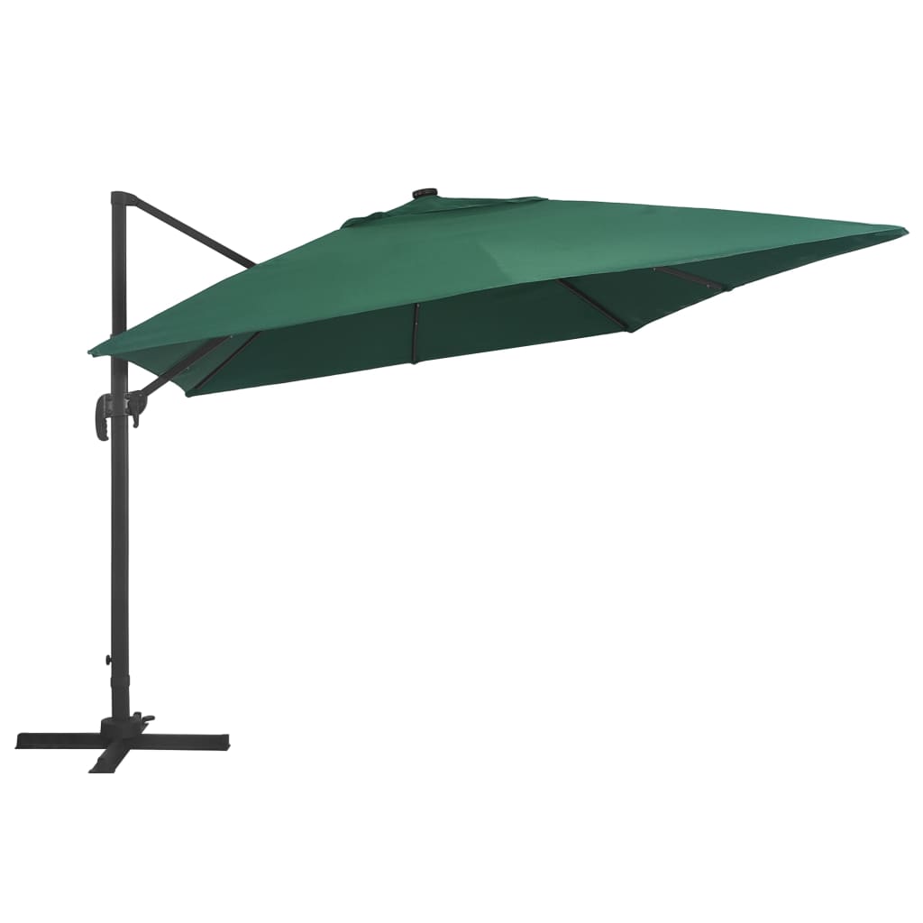 foto del prodotto ombrellone decentrato con luci led in alluminio 400 x 300 cm verde 02 0008453