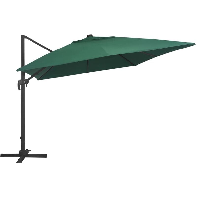 foto del prodotto ombrellone decentrato con luci led in alluminio 400 x 300 cm verde 020008453