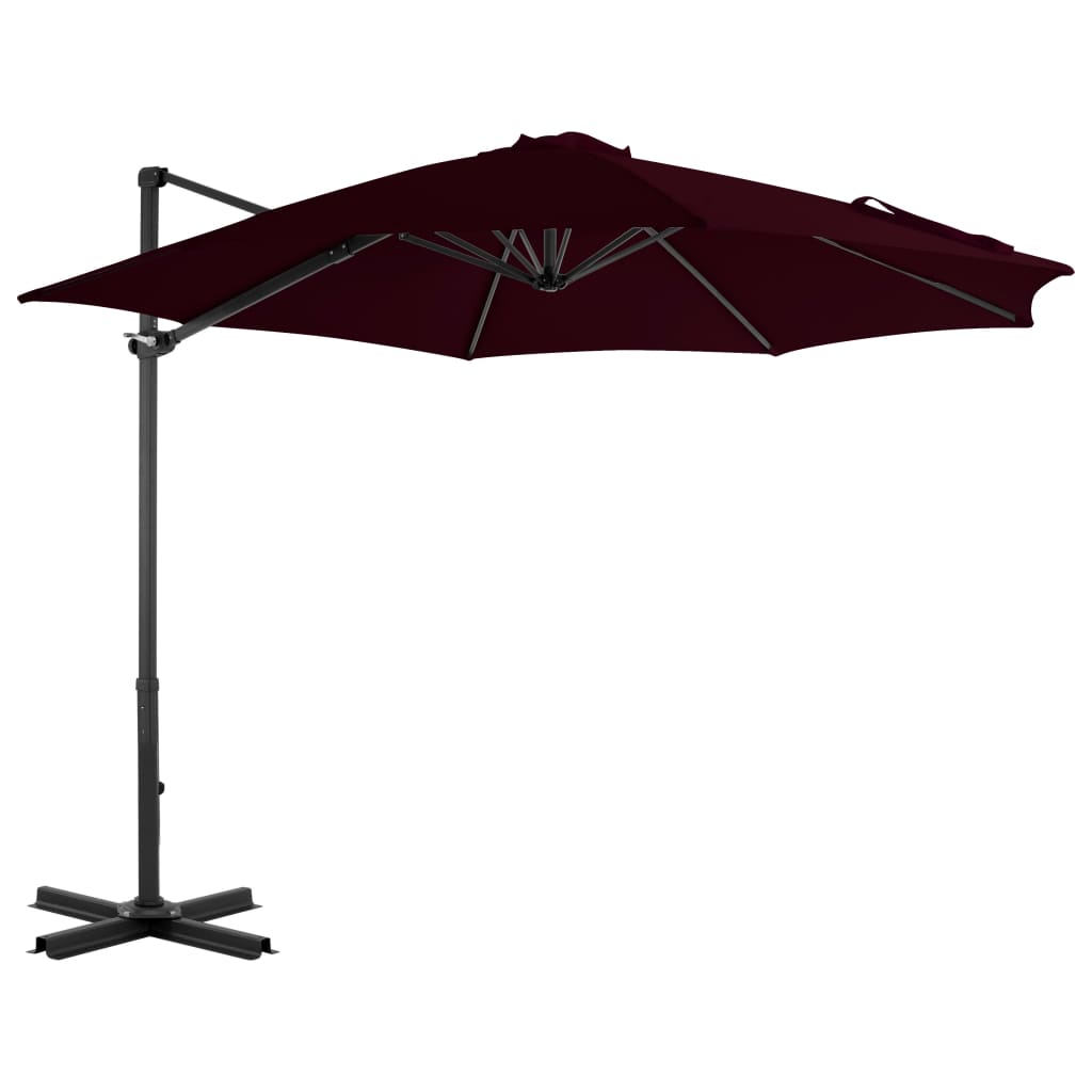 foto del prodotto ombrellone decentrato con palo in alluminio 300 cm rosso bordeaux 02 0008499