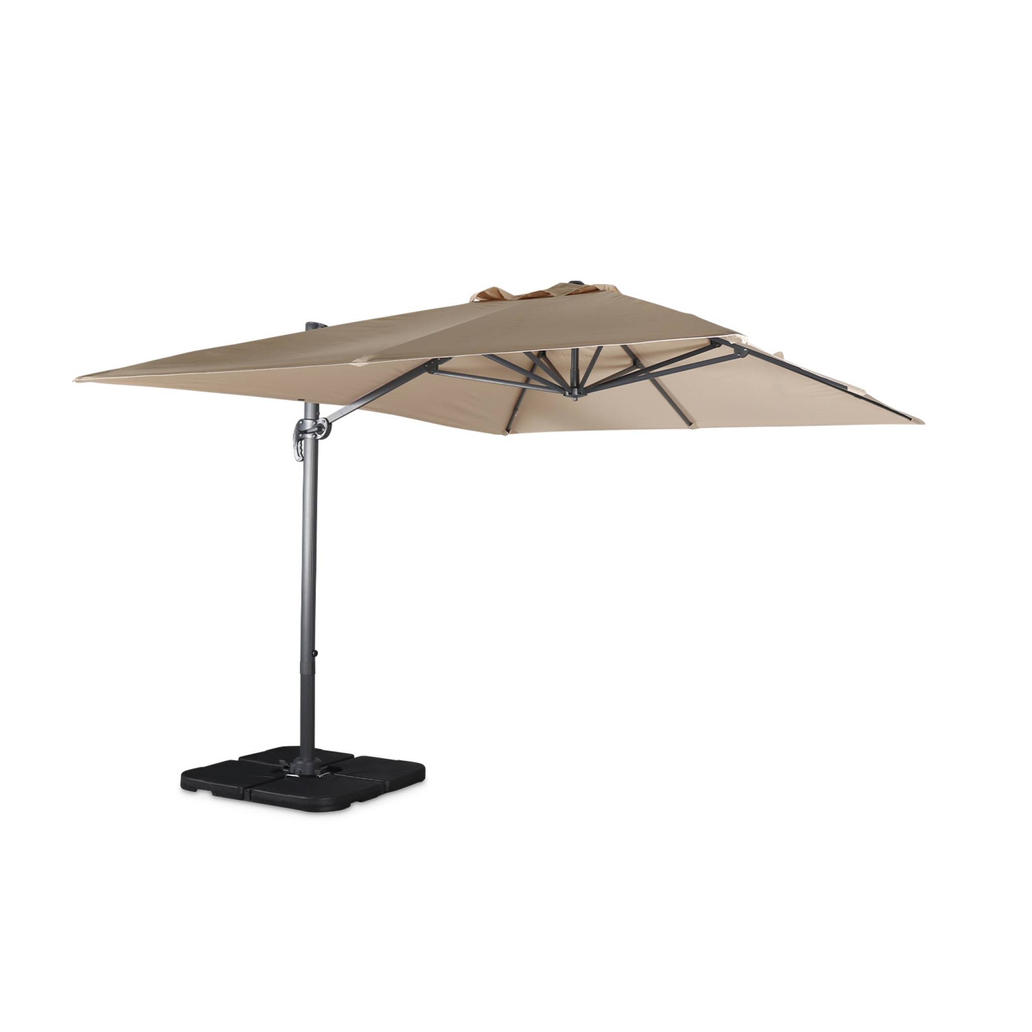 foto del prodotto ombrellone decentrato rettangolare 3x4m base 50x50cm, beige