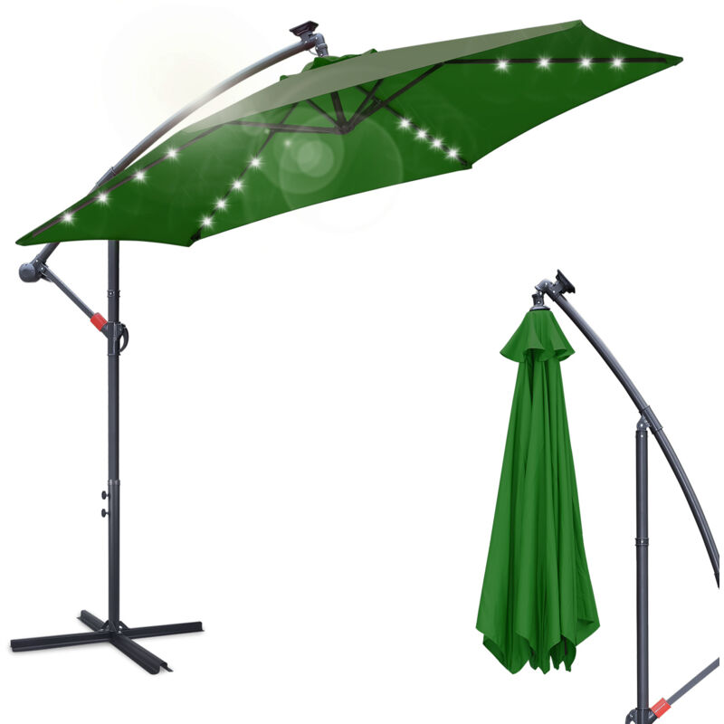 foto del prodotto ombrellone deporte led solare protezione uv e resistente agli agenti atmosferici 300cm verde swanew