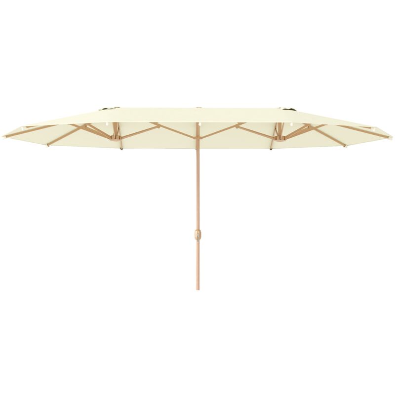foto del prodotto ombrellone doppio 455x265x238 cm in acciaio inox e poliestere beige