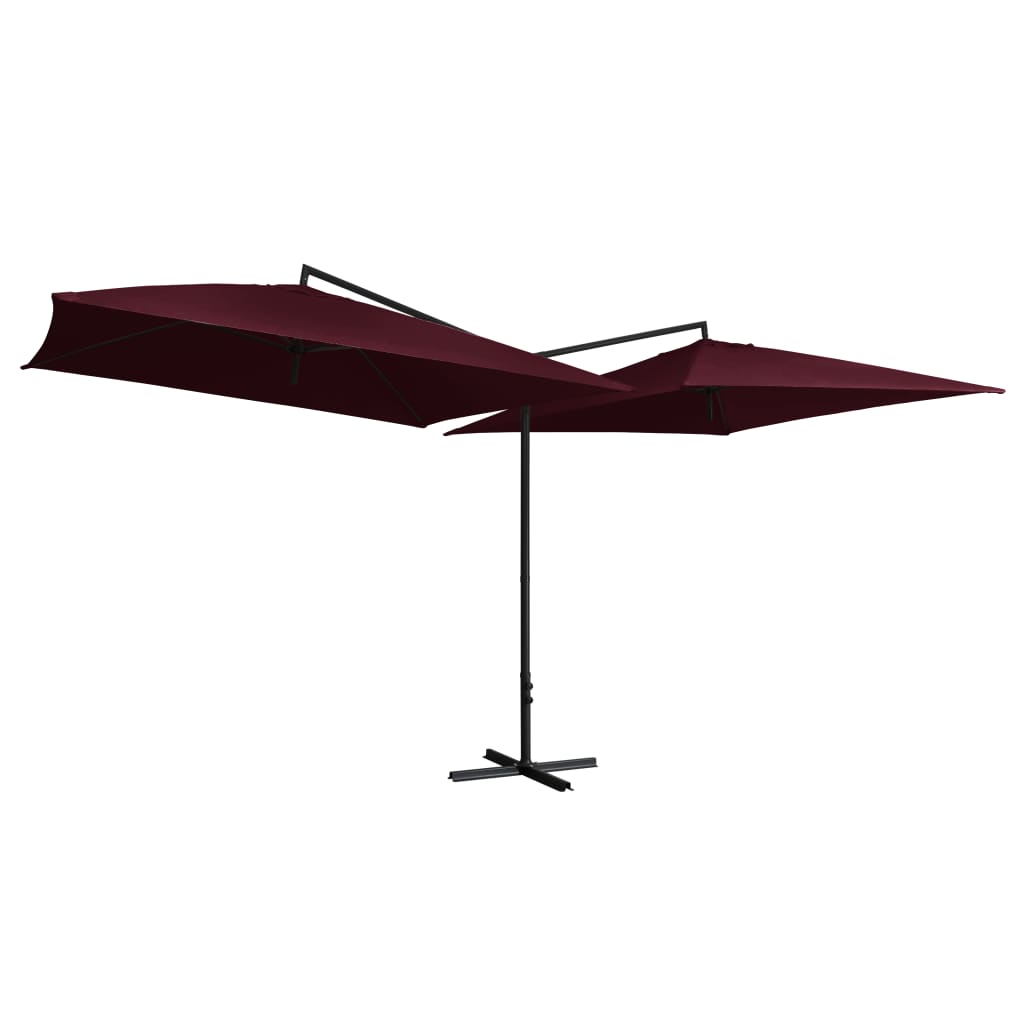 foto del prodotto ombrellone doppio con palo in acciaio 250x250 cm rosso bord vidaxl