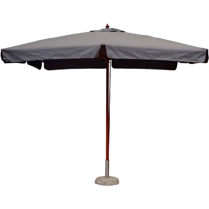 foto del prodotto ombrellone giardino palo centrale in legno tetto idrorepellente 3 x2 mt grigio
