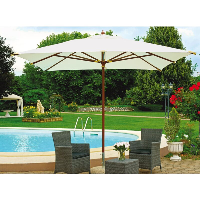 foto del prodotto ombrellone giardino professionale palo in legno tetto rinforzato ecr 3 x 3 mt