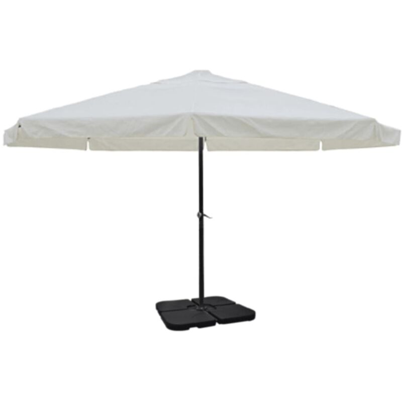 foto del prodotto ombrellone in alluminio con base portatile bianco