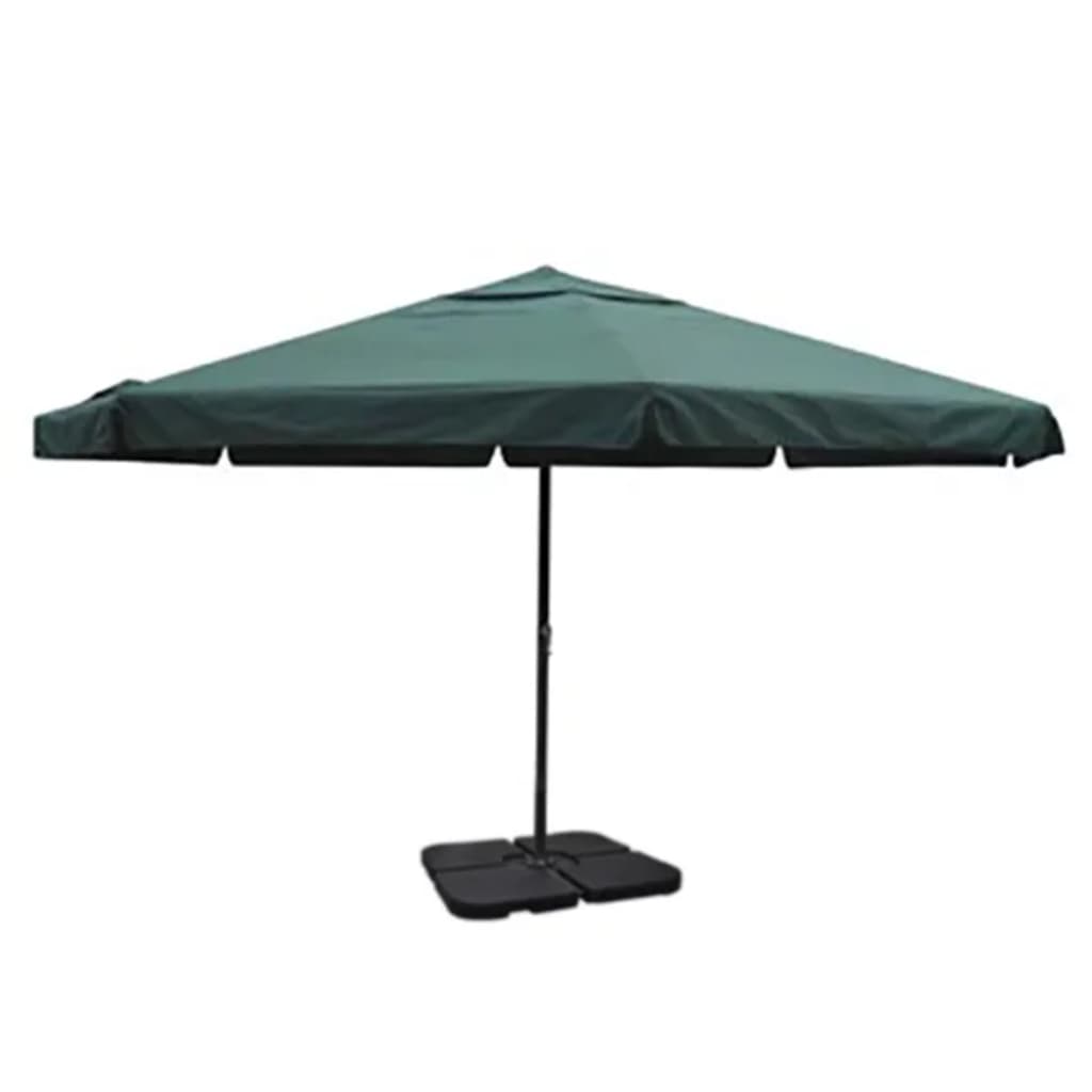 foto del prodotto ombrellone in alluminio con base portatile verde