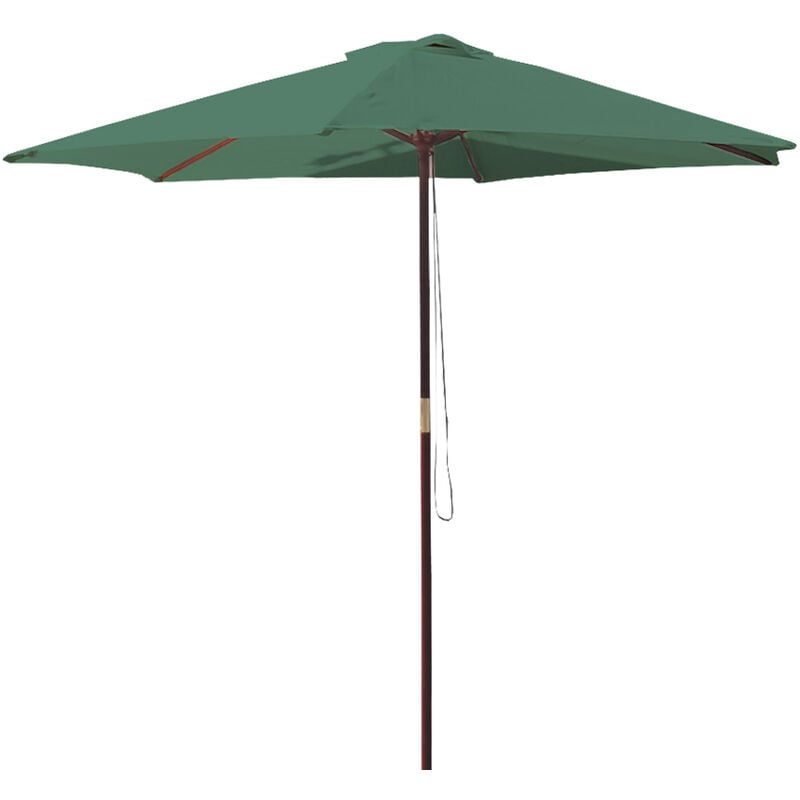 foto del prodotto ombrellone in legno tondo 250 cm a 6 stecche verde