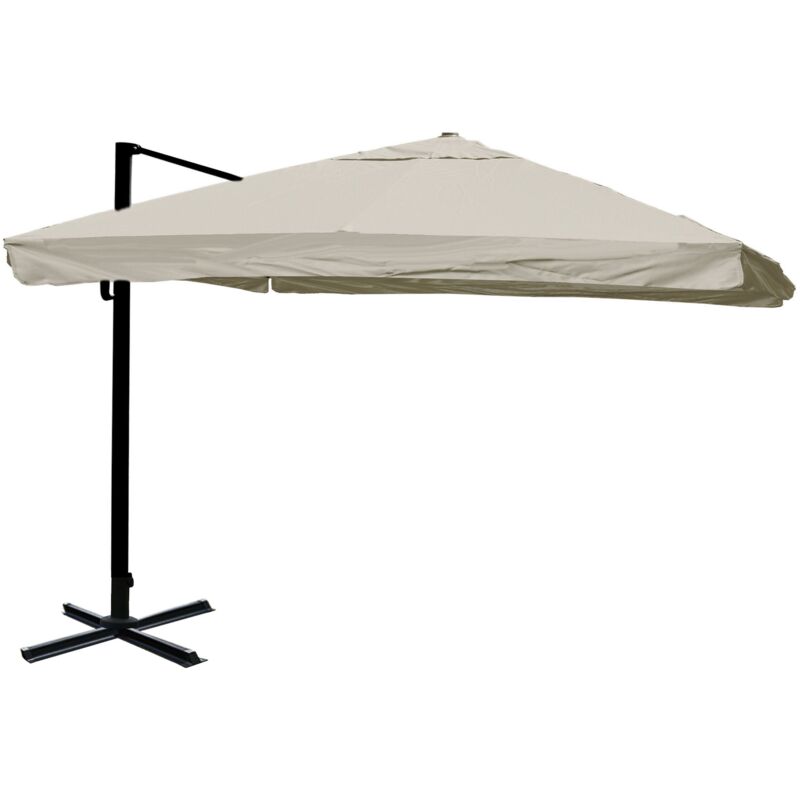 foto del prodotto ombrellone laterale ristorazione 3,5x3,5m 4,95m poliestere alluminio acciaio 25kg grigio crema senza piede 040003287