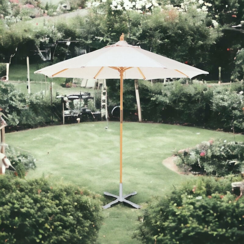 foto del prodotto ombrellone legno tondo arredo giardino per esterni diametro 300 cm
