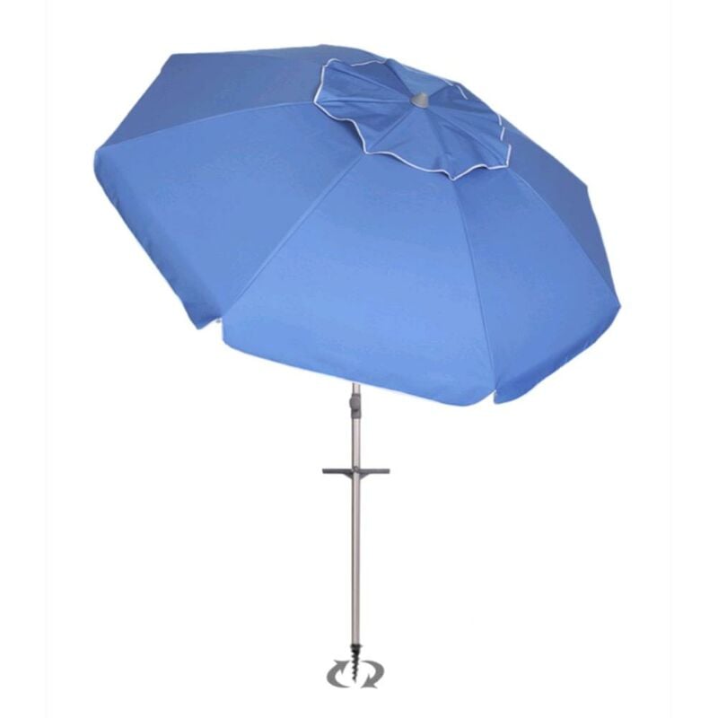 foto del prodotto ombrellone mare da spiaggia in alluminio inclinabile con picchetto 220 cm blu