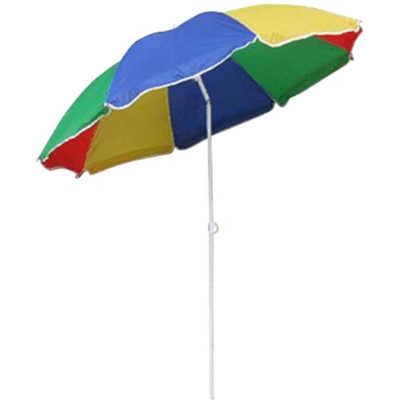 foto del prodotto ombrellone mare spiaggia giardino acciaio grande 210 cm arcobaleno colorato trade shop traesio