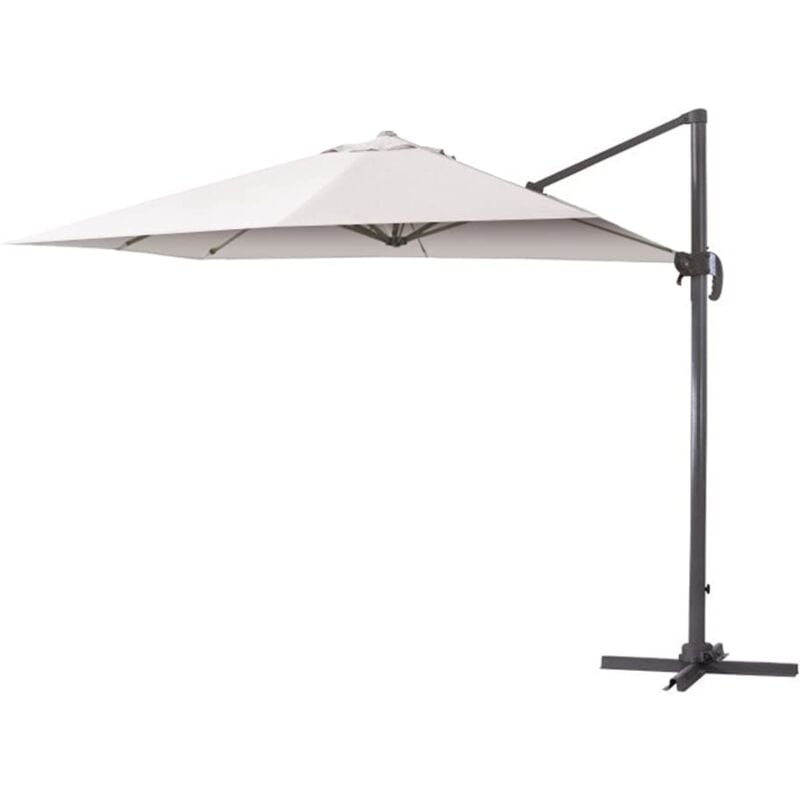 foto del prodotto ombrellone parasole a braccio deluxe 3x3 m colore ecru con struttura in alluminio