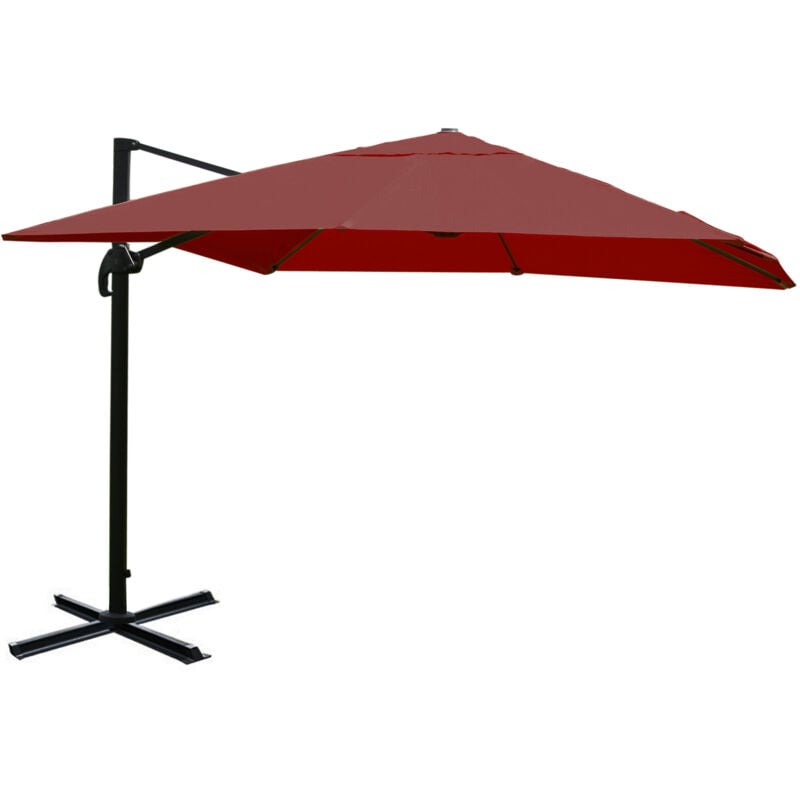 foto del prodotto ombrellone parasole decentrato hhg 329 3x4m alluminio bordeaux girevole senza base