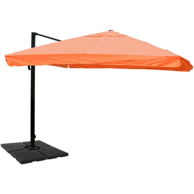foto del prodotto ombrellone parasole decentrato hhg 329 3x4m alluminio con volante arancione con base