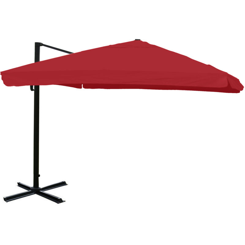 foto del prodotto ombrellone parasole decentrato hhg 329 3x4m alluminio con volante bordeaux girevole senza base