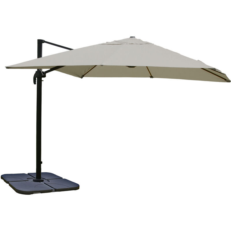 foto del prodotto ombrellone parasole decentrato hhg 979 3x3m avorio grigio girevole con base