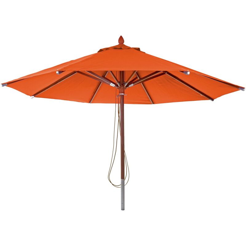 foto del prodotto ombrellone parasole rotondo hhg 529 legno alluminio tessuto 300g m 4m arancione
