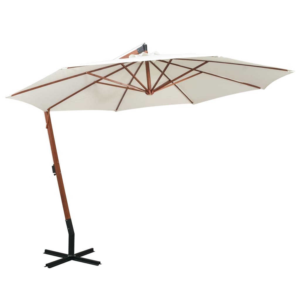 foto del prodotto ombrellone pensile 350 cm palo in legno bianco cod mxl 21170