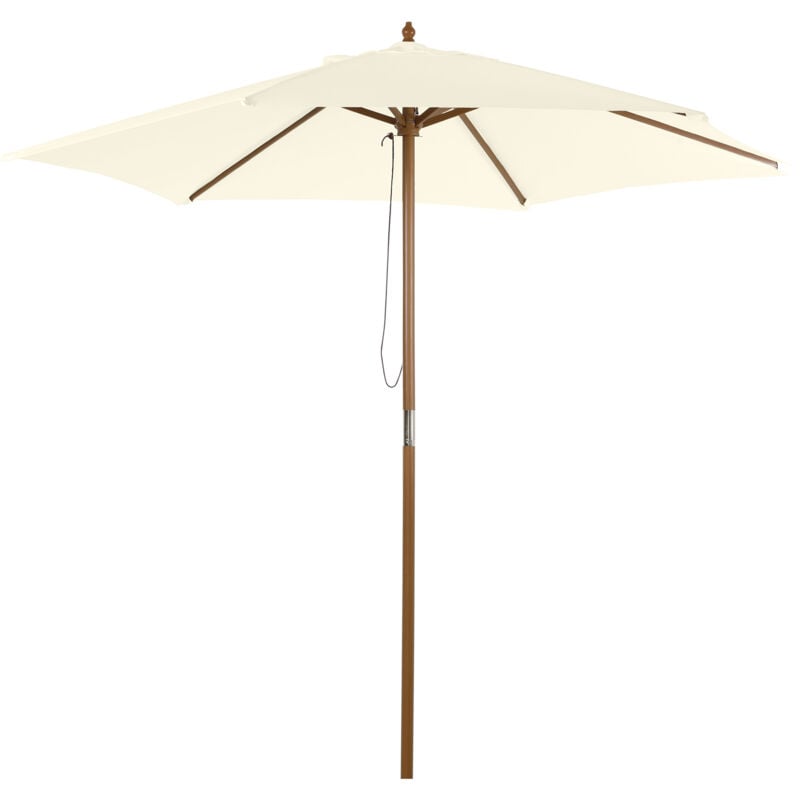 foto del prodotto ombrellone per esterni in legno e poliestere a 6 stecche 2.5x2.3m crema outsunny