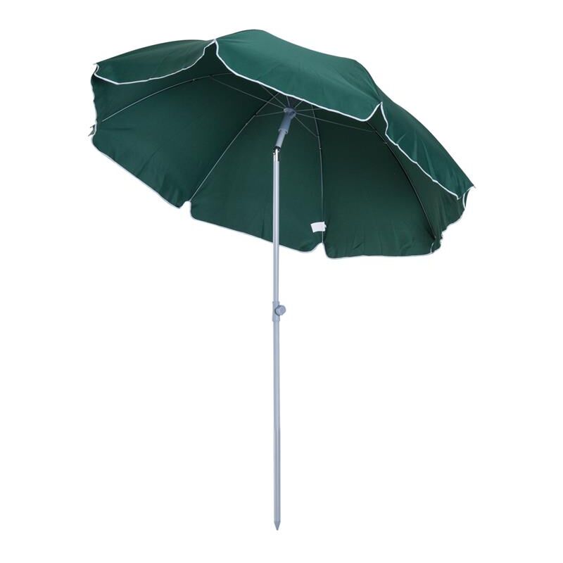foto del prodotto ombrellone portatile 220 cm con tettuccio inclinabile in poliestere verde scuro