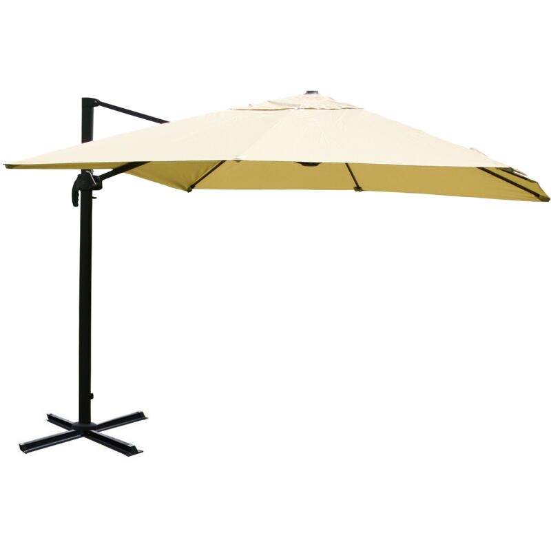 foto del prodotto ombrellone professionale da ristorante per terrazzo giardino, 3x4m 5m poliestere alluminio acciaio 26kg crema senza supporto, girevole 040003311