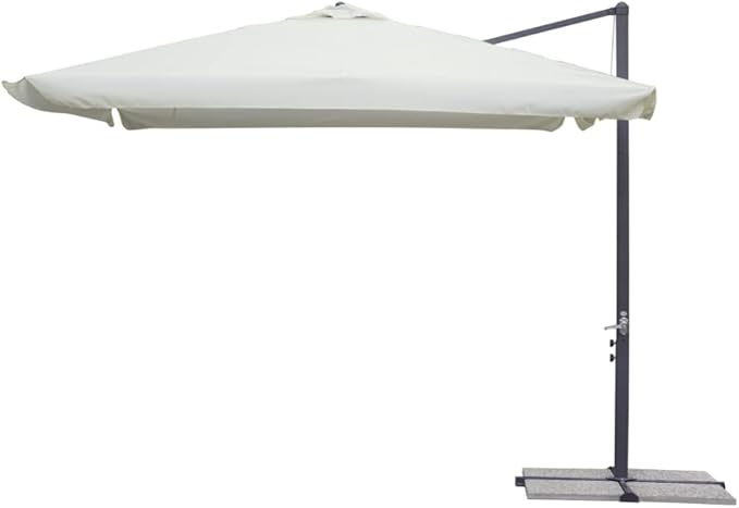 foto del prodotto ombrellone quadrato 3x3 mt da giardino con palo laterale e telo ecrù, apertura a manovella tomaino 5011