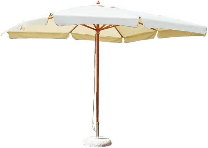 foto del prodotto ombrellone quadrato da giardino 3x3 mt con palo unico in legno centrale, telo color ecrù 230gr tomaino 4002