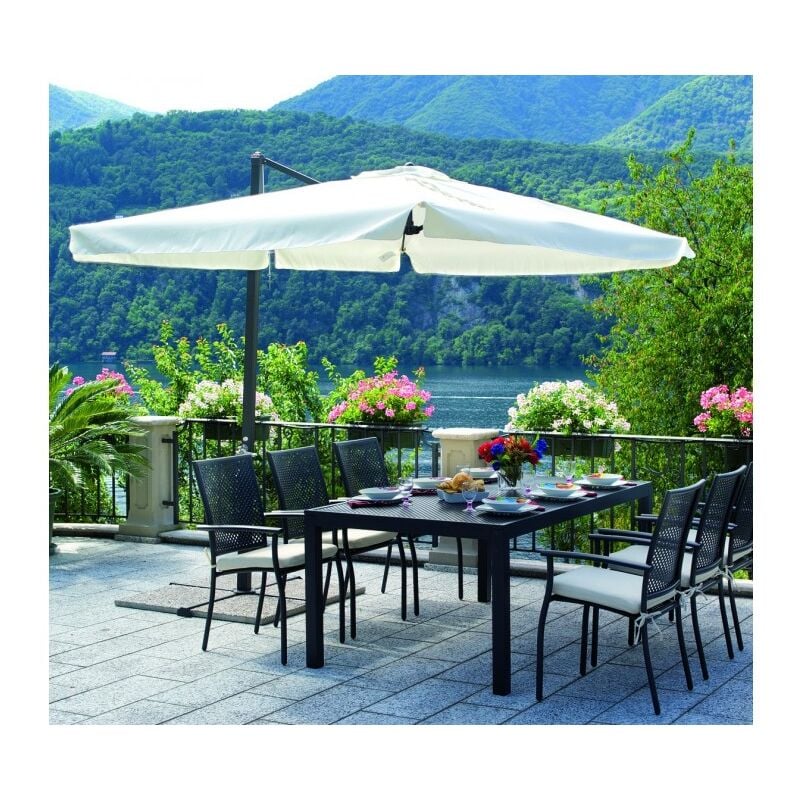 foto del prodotto ombrellone rettangolare 3x2 metri con struttura in alluminio grigio antracite e telo di copertura ecr bracciano