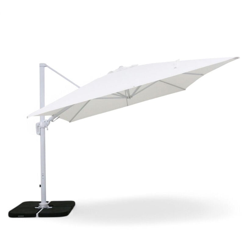 foto del prodotto ombrellone rettangolare 3x4 metri bianco in alluminio con telo poliestere 350gr