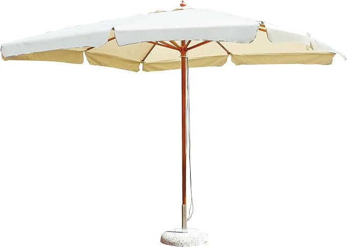 foto del prodotto ombrellone rettangolare da giardino 3x4 mt con palo unico in legno centrale e telo color ecrù 230gr tomaino 4004