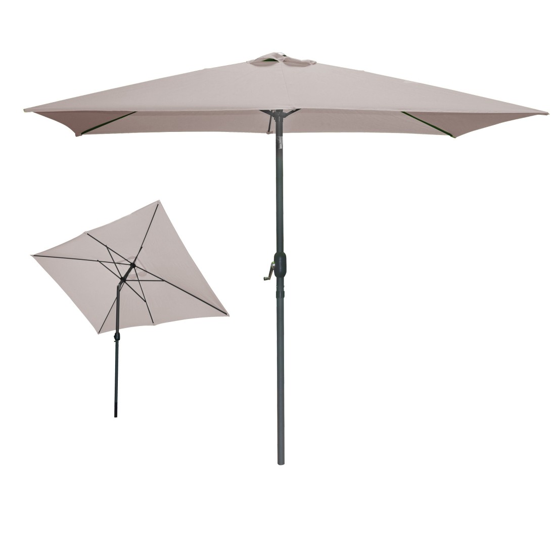 foto del prodotto ombrellone rettangolare inclinabile color taupe 200x300 cm