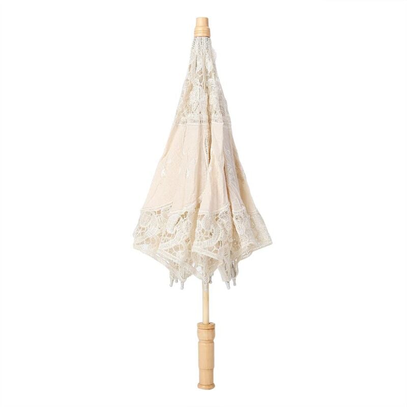 foto del prodotto ombrellone ricamato a mano con fiori in pizzo fatto a mano ombrello per fotografia nuziale beige l dewin