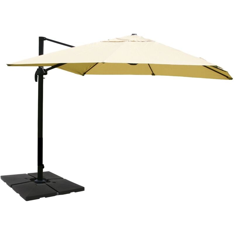 foto del prodotto ombrellone ristorante professionale per terrazzo giardino 3x4m (ø5m) poliestere alluminio/acciaio 26kg crema con piede 040003312
